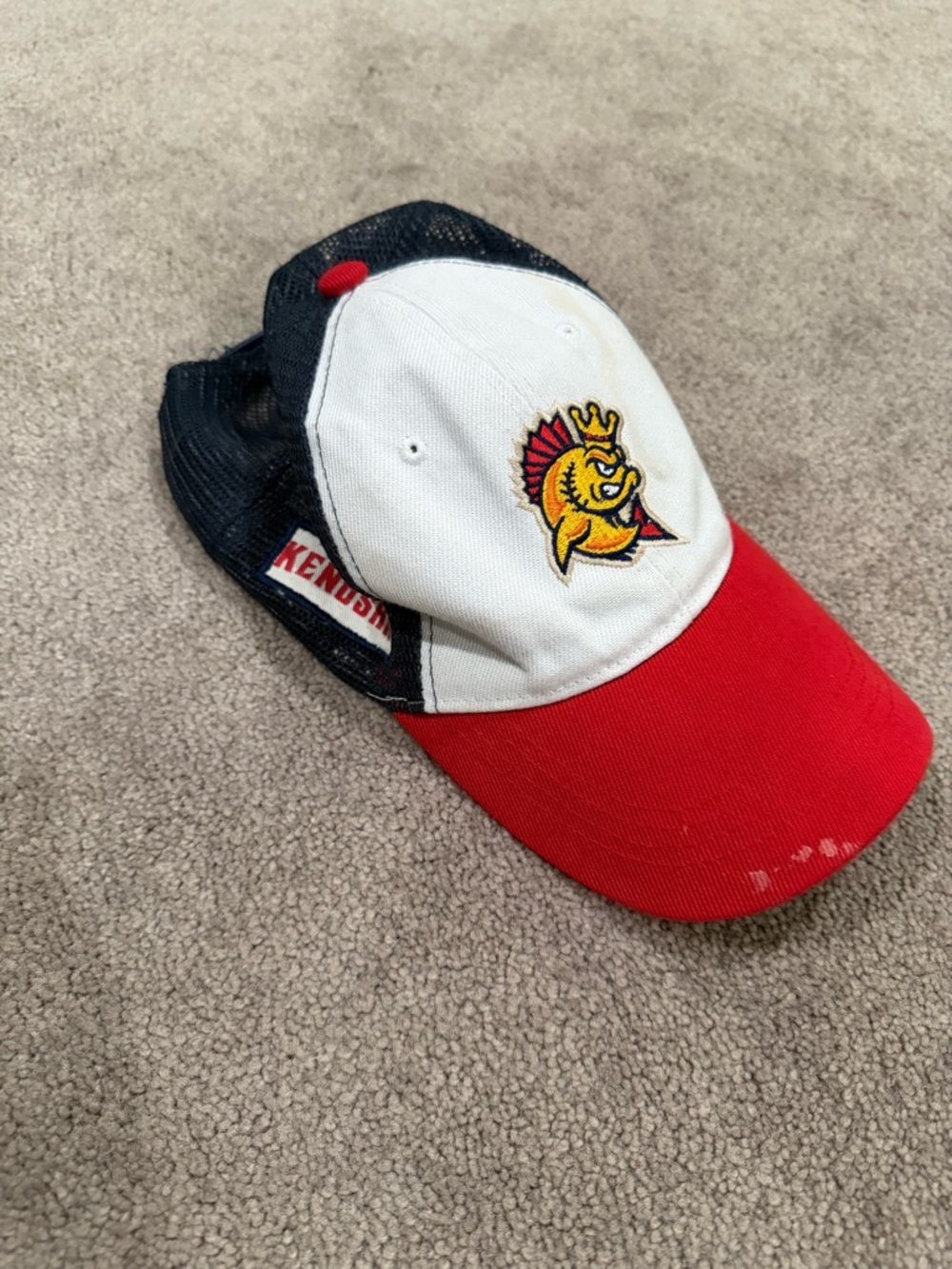 Kids Red, White & Blue Trucker Cap Kenosha kingfish Mascot
